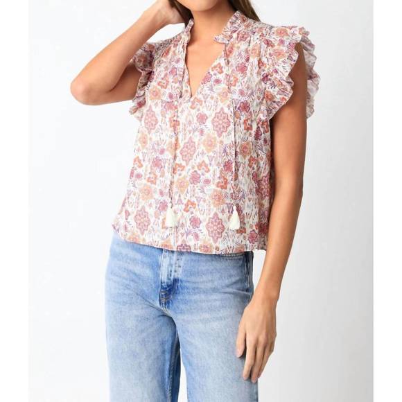 Olivaceous Pink Retro Collard Top main image 0